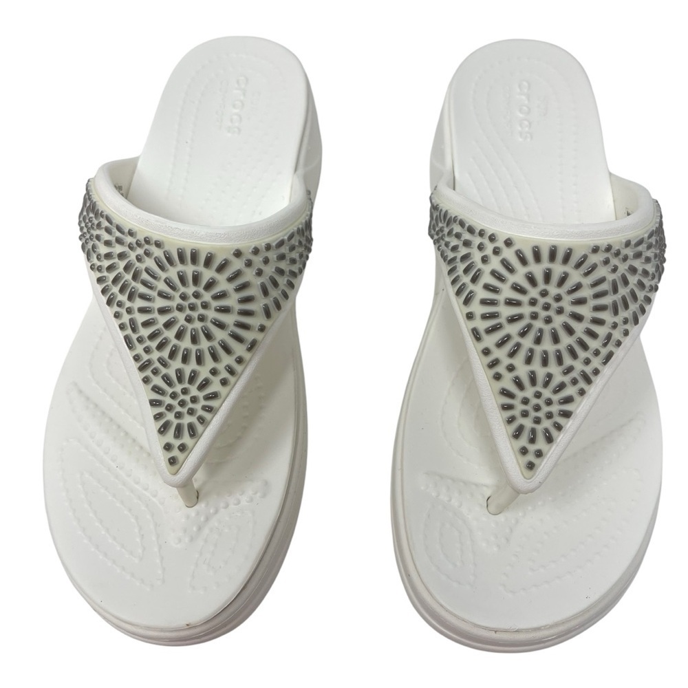 Crocs Monterey Diamond Women’s Size 7 wedge white dual comfort sandals